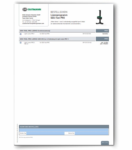 Hella Gutmann SEG Tool PRO Scheinwerfereinstellgerät Softwarelizenzen